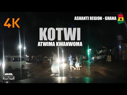 Kotwi Night Drive from Sabin Akrofrom in the Atwima Kwanwoma District Ashanti Region of Ghana 4K