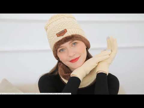 Women Winter Hat Scarf Gloves