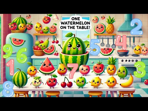 One Watermelon on the Table 🍉🍒| Counting Fruits | Learn Numbers & Fruits for Kids!