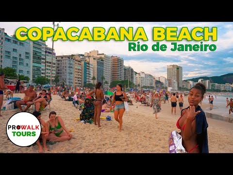 Copacabana Beach Evening Walk - Rio de Janeiro, 🇧🇷 - 4K60fps with Captions