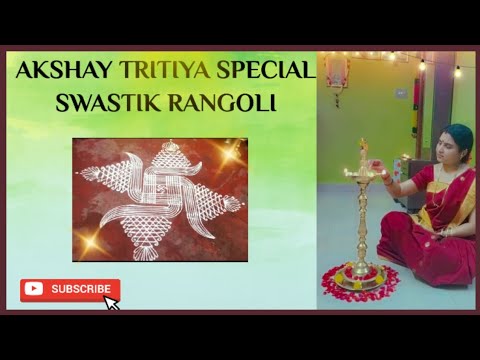 @Akshay Tritiya Special Swastik Rangoli/Kolam by Vijaylaxmi Basavaraj 🙏🙏🙏🚩🚩🚩#rangoli#kolam#Festival#