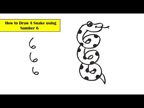 Simple Drawing l l How to Draw Snake using number 6 l l Step by Step easy drawing