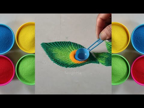 How to Draw Simple Navratri Rangoli Tutorial｜Satisfying Colours Sand Rangolis Art