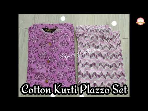 Trendy Cotton Plazzo Pant Kurti Set | Latest Pant With Kurti Design | Summer Collection