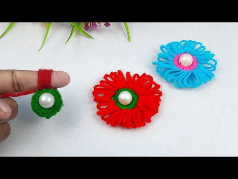 Amazing Woolen Flower Craft Idea using Finger - Easy Woolen Flower Making