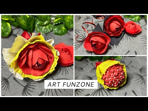 Easy Paper Flower bouquet | 4 Unique Ideas of Paper Flower #paperart #flowercraft #youtube #diy