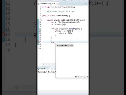 Print the smallest element in an array #shorts #youtubeshorts #java