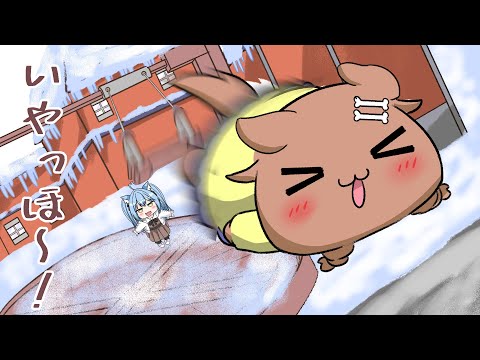 【手描き　ホロライブ　切り抜き漫画】Eng:sub　雪国で戯れるエルフとワンコ　Elf and dog playing in snow country