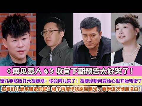 《再見愛人4》收官下期預告太好笑了！留幾手貼臉開大胡彥斌：你的爽兒來了！胡彥斌瞬間變臉心裏開始罵街了：這哥們兒是來碰瓷的吧？楊子再度作妖原因曝光，麥琳這次徹底洗白！