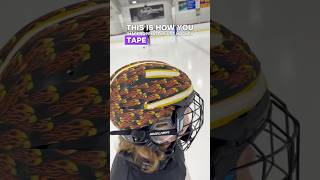 Crazy helmet “tape job” by U13 hockey player! #hockeyfun #hockeyplayers