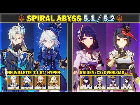 C1 Neuvillette Hypercarry & C2 Raiden Overload | Spiral Abyss 5.1 / 5.2 Floor 12 | Genshin Impact