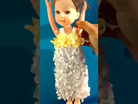 Easy paper dress for doll #onlineart #dolldress #barbie