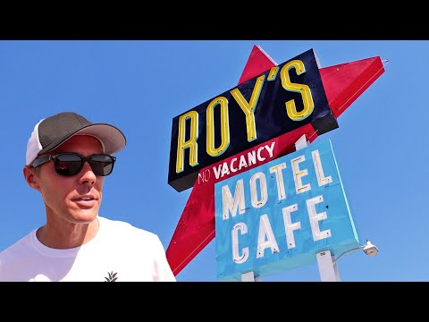 Roy's Motel Cafe Kite Aerial Photography shoot in Amboy, CA