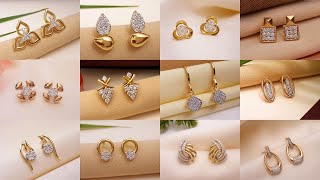 Stud Gold and Diamond Earrings Designs with Price and Weight || Gold Studs Designs| #indhus