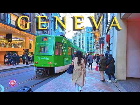 GENEVA SWITZERLAND ✨ Feel the vibrant atmosphere of winter city / Shopping Streets walking tour 4K