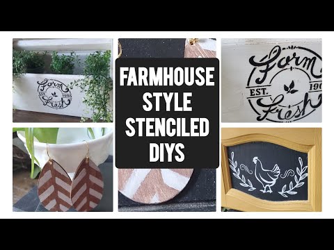 Farmhouse Style Stenciled DIYs #stencilitup #thriftflip #farmhousediys