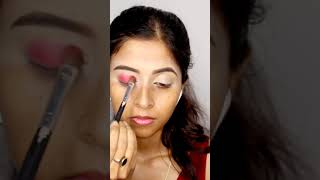 Red❤️  &Yellow💛 cut crease eye makeup tutorial🔥 for beginners | Glam party makeup | #shorts