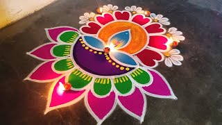 Karthigai deepam 2024 villaku kolam/3*1dots beautiful Diya muggulu/Super rangoli/Amazingrangoli