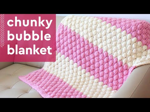 How to Knit a Chunky Blanket in Bubble Stitch (6 Sizes)