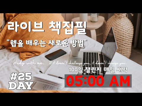 라이브 책집필 (25일차) | 100일 챌린지 | 미라클모닝 | 웹을 배우는 새로운 방법 | Live | Early morning study with me | Writing