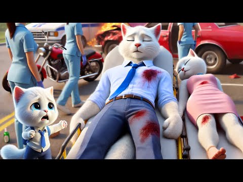 Little Kitten Lost Parents😿 in Car Accident🚘 #cat #ai #catlover #catvideos #cutecat #aicat