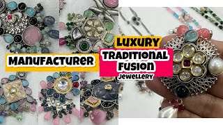 Luxurious Indian Fusion Jewellery Manufacturer in Jaipur | Natural Stone Silver Replica