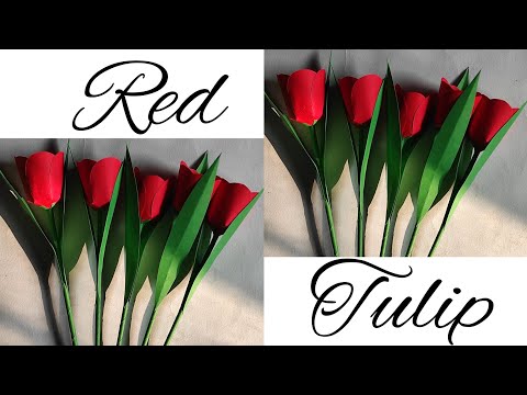 Easy and Beautiful Red Tulip Making Idea| Red Tulip Making Idea at Home 🌷|