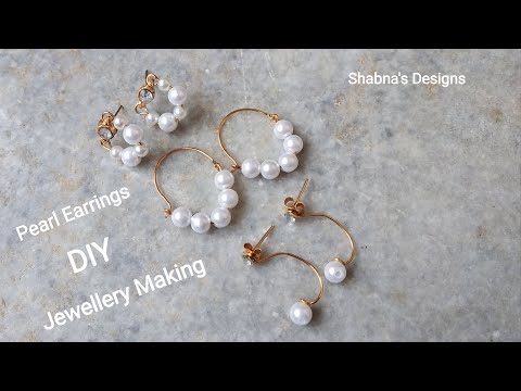 Pearl Earrings || How To Make At Home || Shabna's Designs