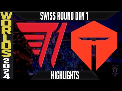 T1 vs TES Highlights | LoL Worlds 2024 Swiss Stage Day 1 | T1 vs TOP Esports