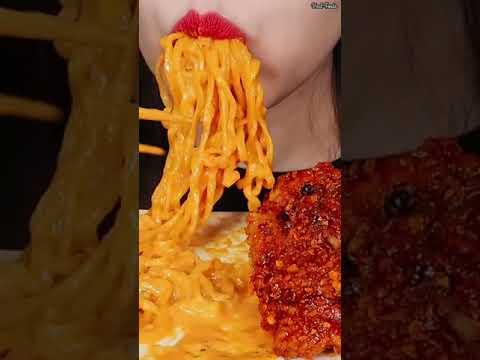 Asmr Eating Extremely Cheesy Noodles 🔥🥵 #shorts