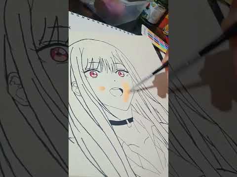 Drawing And Coloring Marin Kitagawa #watercolorpainting #drawing #marinkitagawa #shorts