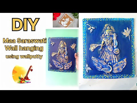 Saraswati Clay Mural Painting// माँ सरस्वती की मूर्ति बनाओ वो भी Cardboard का उपयोग कर के