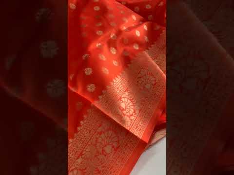 orange saree.. banarasi saree.. weaving silk saree.. #ethnicwear #reel