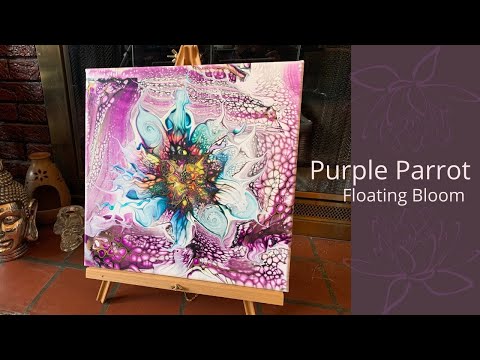 #195 Hot Mess Purple Parrot Floating Bloom | Acrylic Pour Painting | Abstract | Fluid Painting