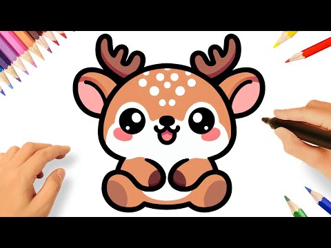 HOW TO DRAW A CUTE DEER SUPER EASY 💟