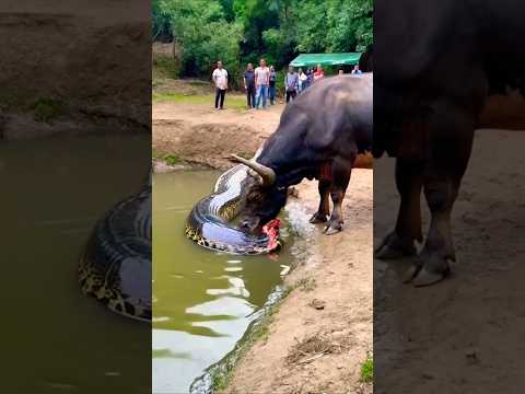 Snake and buffalo 🐃 Snake vs Buffalo! 🐍🐃 Who Will Win #animals #new #facts #snake #buffalo