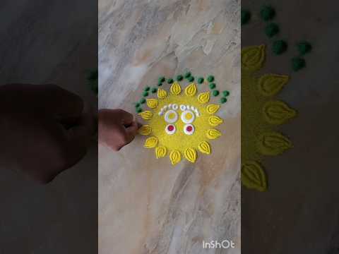 Navratri day 1 yellow💛colour easy rangoli #rangoli #navratri #shorts #youtubeshorts #navratrirangoli