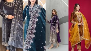 #Winter Velvet Dress Design 2025#Hand Embroidery Velvet Dres design #Very Popular party wear dress