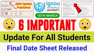 IGNOU Released Final Date Sheet For the Online Program | Result 28th Update | Grade Card New Update