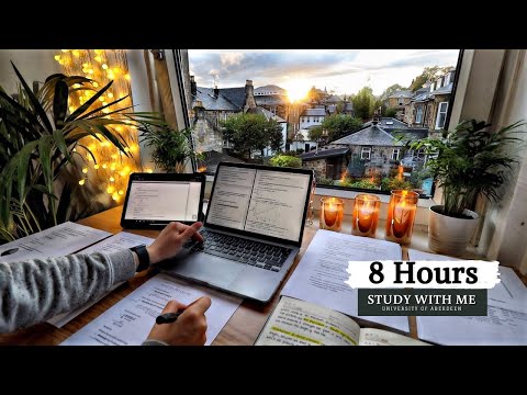 8 HOUR STUDY WITH ME | Background noise, 10 min Break, No music, Study with Merve