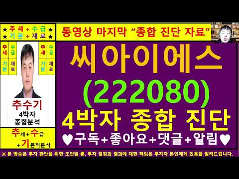 씨아이에스(222080)종목진단및향후주가전망 추수기(추수)전문가