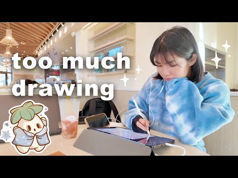 studio vlog | Drawing ✨everything✨ in my winter shop update (sadly while very stressed and sick)