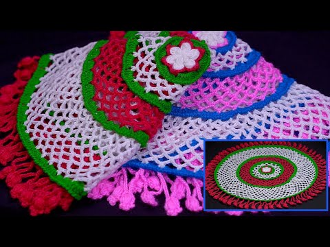 ✨️Beautiful✨️Crochet table cover,Pooja #Thalposh #woolen rumal #knitting thal cover