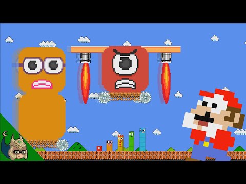 Mario vs Mega Numberblocks 1 and 2 Escape (Mario Cartoon Animation)