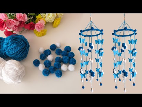 DIY Butterfly Ceiling Hanging Decor l l Easy Yarn Ceiling Hanging l l Room Decor l l Woolen Hanging