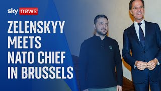 Volodymyr Zelenskyy and NATO chief Mark Rutte give a statement in Brussels