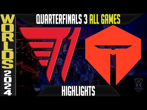 T1 vs TES Highlights ALL GAMES | LoL Worlds 2024 Knockouts Quarterfinals | T1 vs TOP Esports