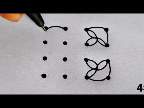 4×4 straight line dots rangoli || 4×4 chukkala muggu