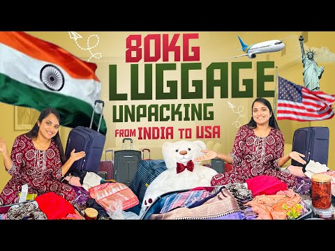 80KG LUGGAGE UNPACKING 🧳🎁|INDIA TO USA✈️|USA TELUGU VLOGS|you wont believe what’s inside🇮🇳🇺🇸