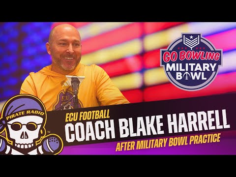 ECU Football Coach Blake Harrell after Military Bowl Practice